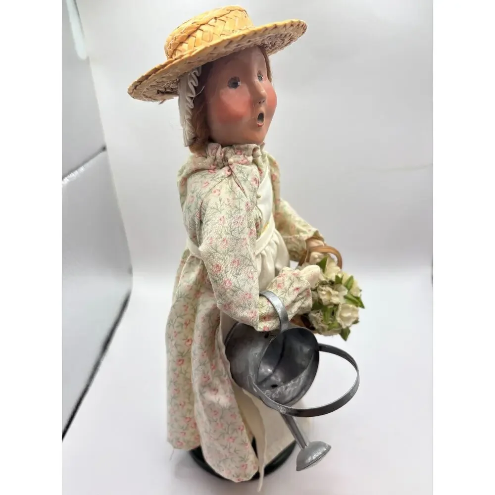 Byers Choice Williamsburg Girl With Basket of Flowers and Water Pail Dated 2003